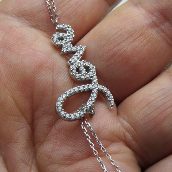 *925 Sterling Silver Diamond Love Bracelet - Picture 1 of 3